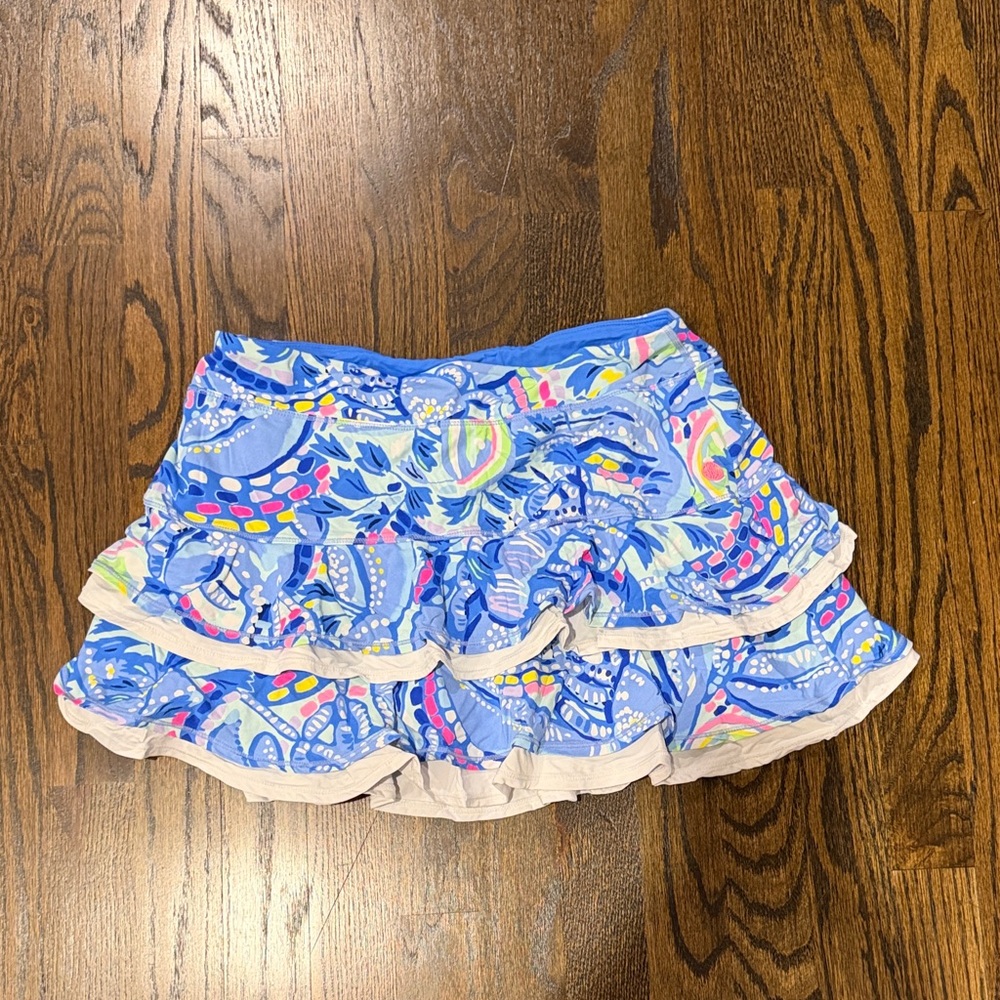 Lilly Pulitzer Blue and Pink Ruffle Mini Skirt